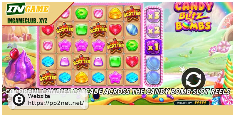 Colorful candies cascade across the Candy Bomb Slot reels